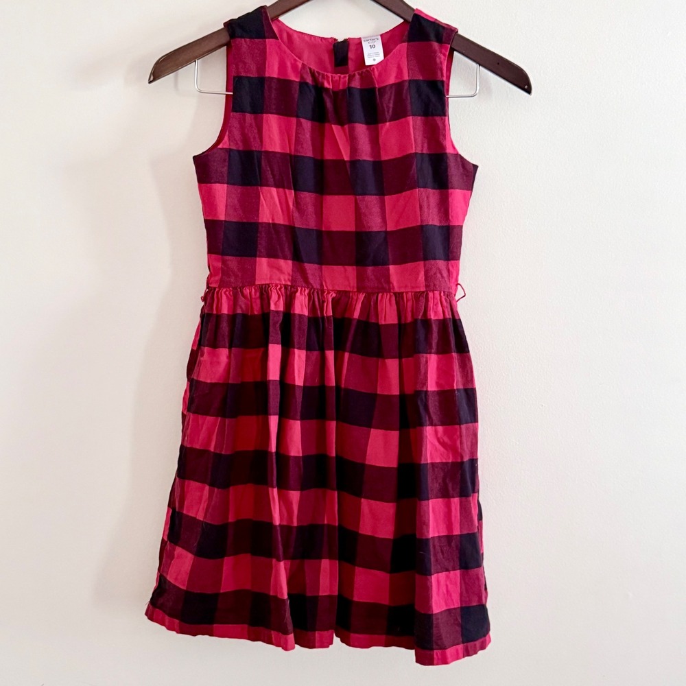 Carter's Kid Girls Red Navy Blue Buffalo Plaid Sleeveless Fit & Flare Dress 10